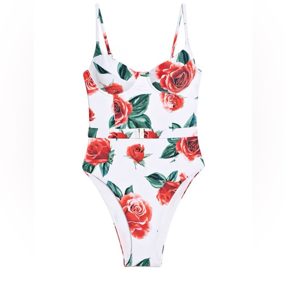 Onia x WeWoreWhat Floral Belted One Piece Swimsuit (L) - Picture 3 of 3